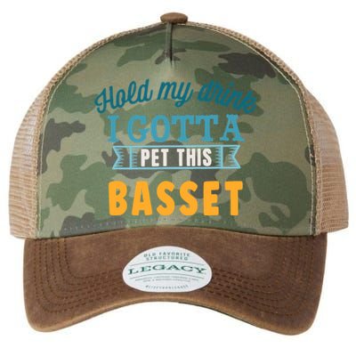 Hold My Drink I Gotta Pet This Basset Hound Legacy Tie Dye Trucker Hat