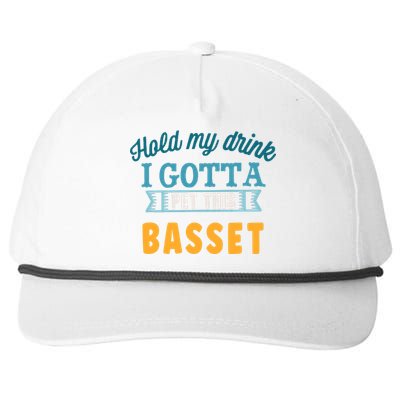 Hold My Drink I Gotta Pet This Basset Hound Snapback Five-Panel Rope Hat