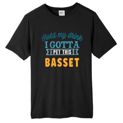 Hold My Drink I Gotta Pet This Basset Hound Tall Fusion ChromaSoft Performance T-Shirt