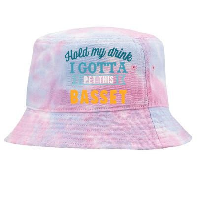 Hold My Drink I Gotta Pet This Basset Hound Tie-Dyed Bucket Hat