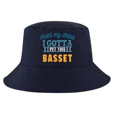 Hold My Drink I Gotta Pet This Basset Hound Cool Comfort Performance Bucket Hat