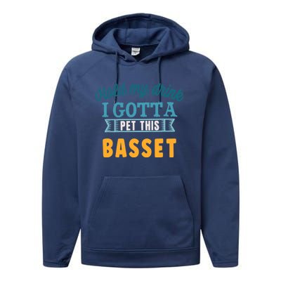 Hold My Drink I Gotta Pet This Basset Hound Performance Fleece Hoodie