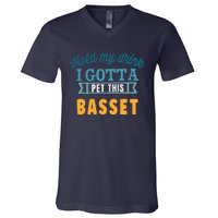 Hold My Drink I Gotta Pet This Basset Hound V-Neck T-Shirt