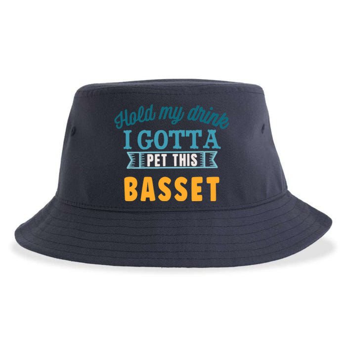 Hold My Drink I Gotta Pet This Basset Hound Sustainable Bucket Hat