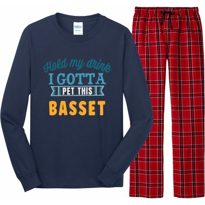 Hold My Drink I Gotta Pet This Basset Hound Long Sleeve Pajama Set