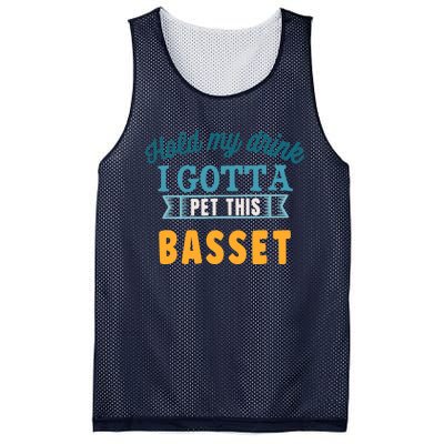 Hold My Drink I Gotta Pet This Basset Hound Mesh Reversible Basketball Jersey Tank