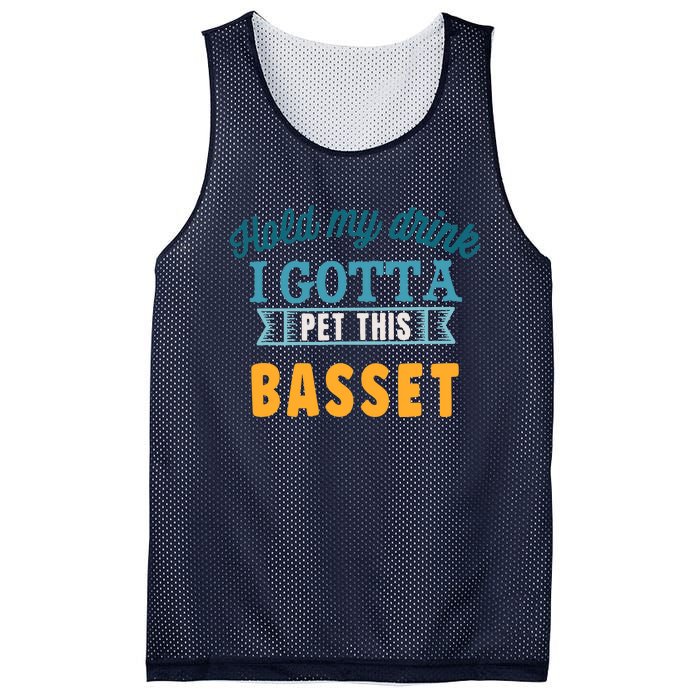 Hold My Drink I Gotta Pet This Basset Hound Mesh Reversible Basketball Jersey Tank