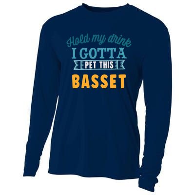 Hold My Drink I Gotta Pet This Basset Hound Cooling Performance Long Sleeve Crew