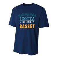 Hold My Drink I Gotta Pet This Basset Hound Performance Sprint T-Shirt