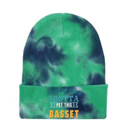 Hold My Drink I Gotta Pet This Basset Hound Tie Dye 12in Knit Beanie