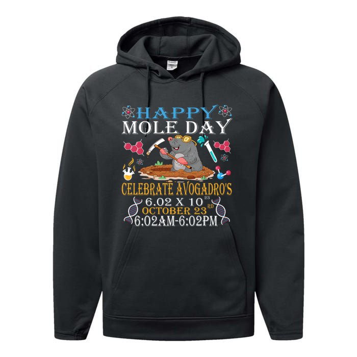 Happy Mole Day Celebrate AvogadroS Mole 6.02 X 10 October Performance Fleece Hoodie