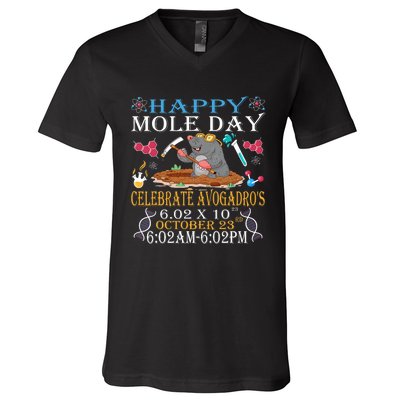 Happy Mole Day Celebrate AvogadroS Mole 6.02 X 10 October V-Neck T-Shirt