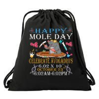 Happy Mole Day Celebrate AvogadroS Mole 6.02 X 10 October Drawstring Bag