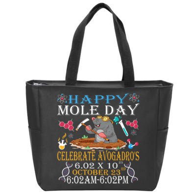 Happy Mole Day Celebrate AvogadroS Mole 6.02 X 10 October Zip Tote Bag