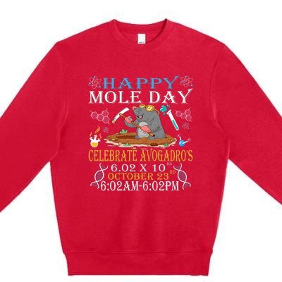 Happy Mole Day Celebrate AvogadroS Mole 6.02 X 10 October Premium Crewneck Sweatshirt