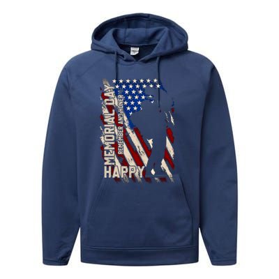 Happy Memorial Day Remember And Honer Funny Gift Cute Gift Performance Fleece Hoodie