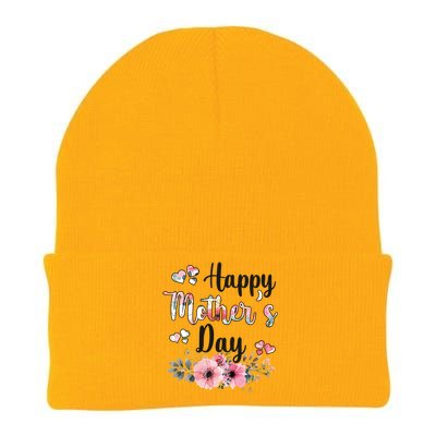 Happy Mother's Day Floral Cute Gift For Mom Knit Cap Winter Beanie