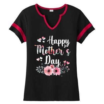 Happy Mother's Day Floral Cute Gift For Mom Ladies Halftime Notch Neck Tee