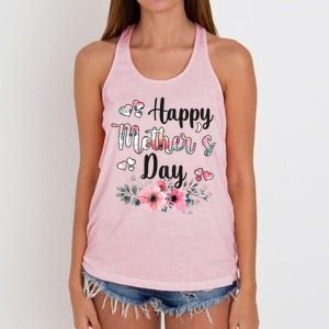 Happy Mother's Day Floral Cute Gift For Mom Women's Knotted Racerback Tank