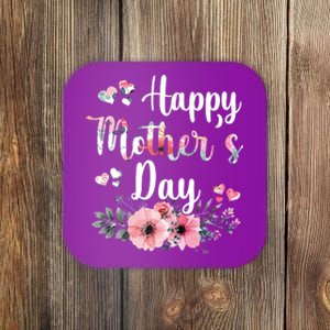 Happy Mother's Day Floral Cute Gift For Mom Coaster