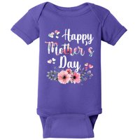 Happy Mother's Day Floral Cute Gift For Mom Baby Bodysuit