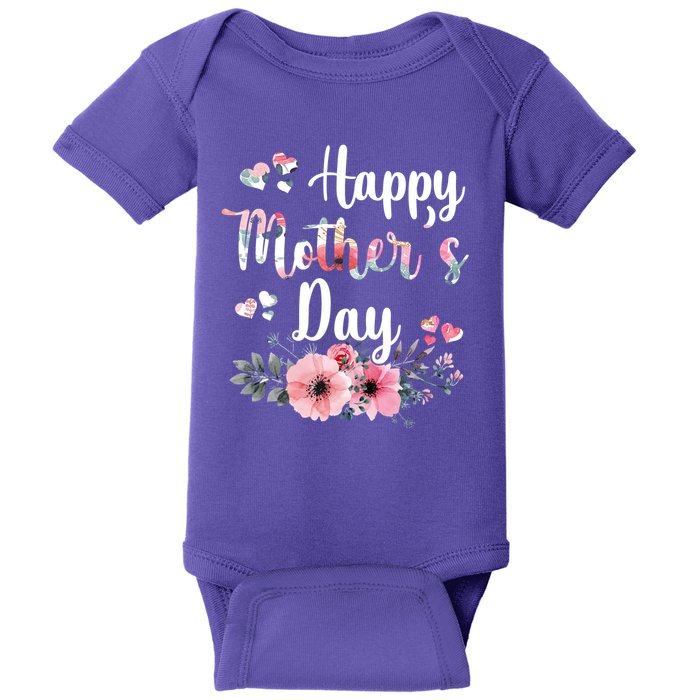 Happy Mother's Day Floral Cute Gift For Mom Baby Bodysuit