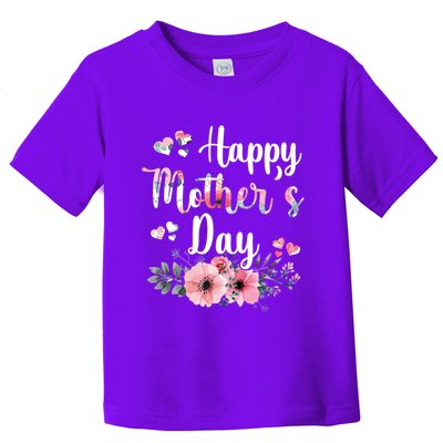 Happy Mother's Day Floral Cute Gift For Mom Toddler T-Shirt