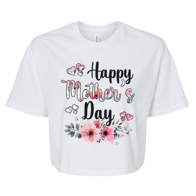 Happy Mother's Day Floral Cute Gift For Mom Bella+Canvas Jersey Crop Tee