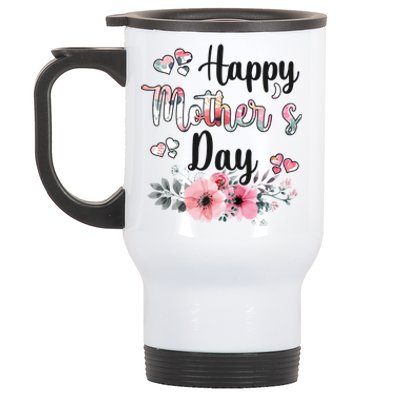 Happy Mother's Day Floral Cute Gift For Mom Stainless Steel Travel Mug