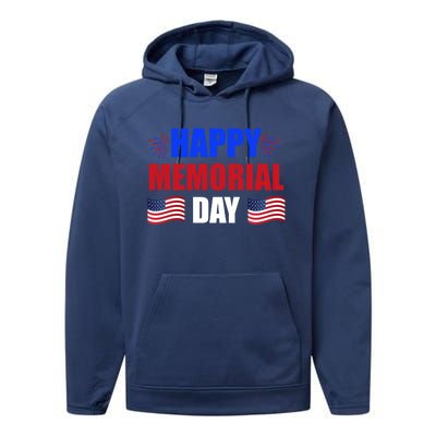 Happy Memorial Day Usa Flag Patriotic Independence Day Gift Performance Fleece Hoodie