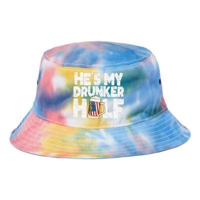 He's my Drunker Half Beer Couple Matching 4th Of July gift Tie Dye Newport Bucket Hat