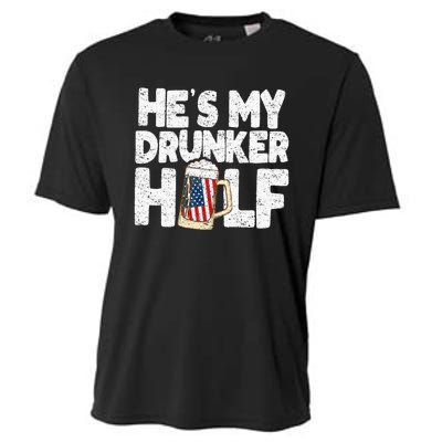 He's my Drunker Half Beer Couple Matching 4th Of July gift Cooling Performance Crew T-Shirt