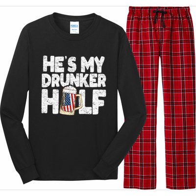 He's my Drunker Half Beer Couple Matching 4th Of July gift Long Sleeve Pajama Set