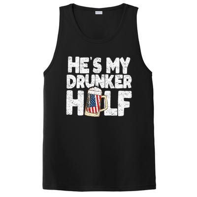 He's my Drunker Half Beer Couple Matching 4th Of July gift PosiCharge Competitor Tank