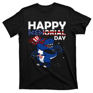 Happy Memorial Day 4th Of July Dinosaur American Flag Hat T-Shirt