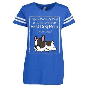 Happy MotherS Day To The WorldS Best Dog Mom I Woof You Enza Ladies Jersey Football T-Shirt