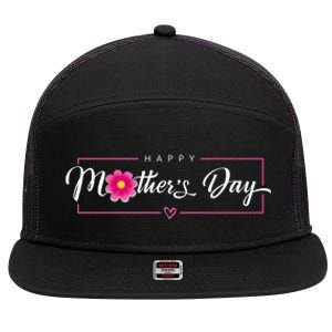 Happy Mothers Day Flower Gift 7 Panel Mesh Trucker Snapback Hat