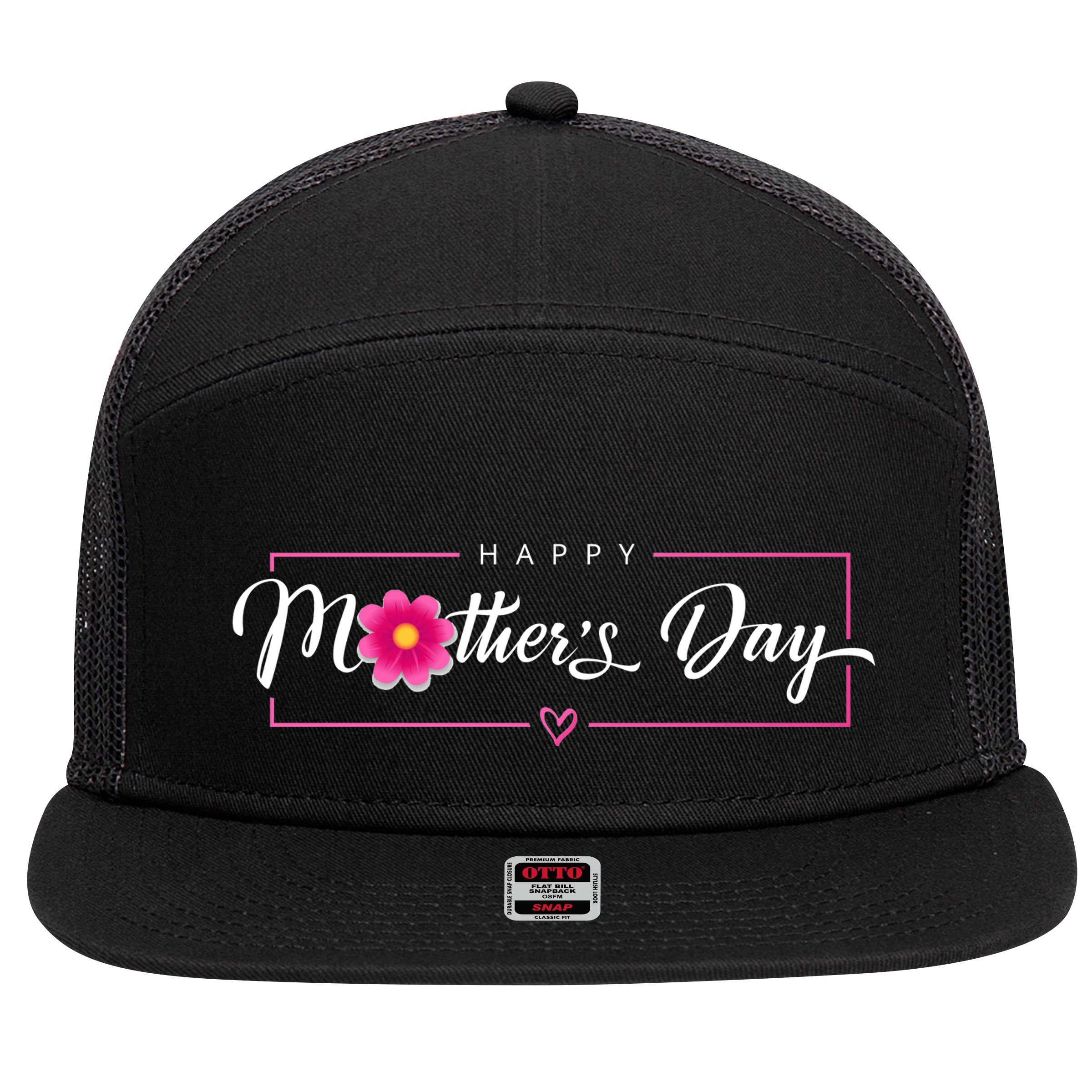 Happy Mothers Day Flower Gift 7 Panel Mesh Trucker Snapback Hat