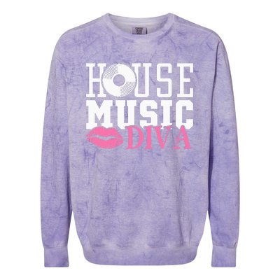 House Music Diva DJ EDM Rave Music Festival Colorblast Crewneck Sweatshirt