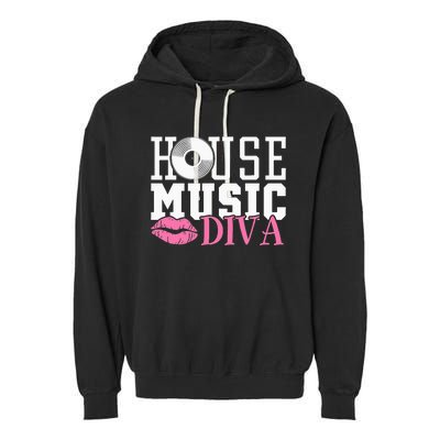 House Music Diva DJ EDM Rave Music Festival Garment-Dyed Fleece Hoodie