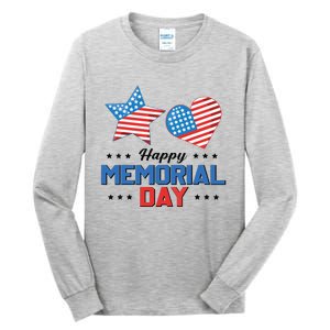 Happy Memorial Day 4th Of July American Flag Patriotic Tall Long Sleeve T-Shirt