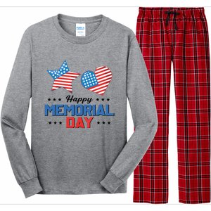 Happy Memorial Day 4th Of July American Flag Patriotic Long Sleeve Pajama Set