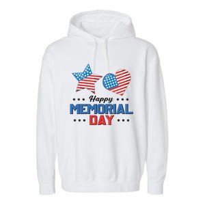 Happy Memorial Day 4th Of July American Flag Patriotic Garment-Dyed Fleece Hoodie