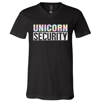 Halloween Mom Dad Daughter Unicorn Security V-Neck T-Shirt