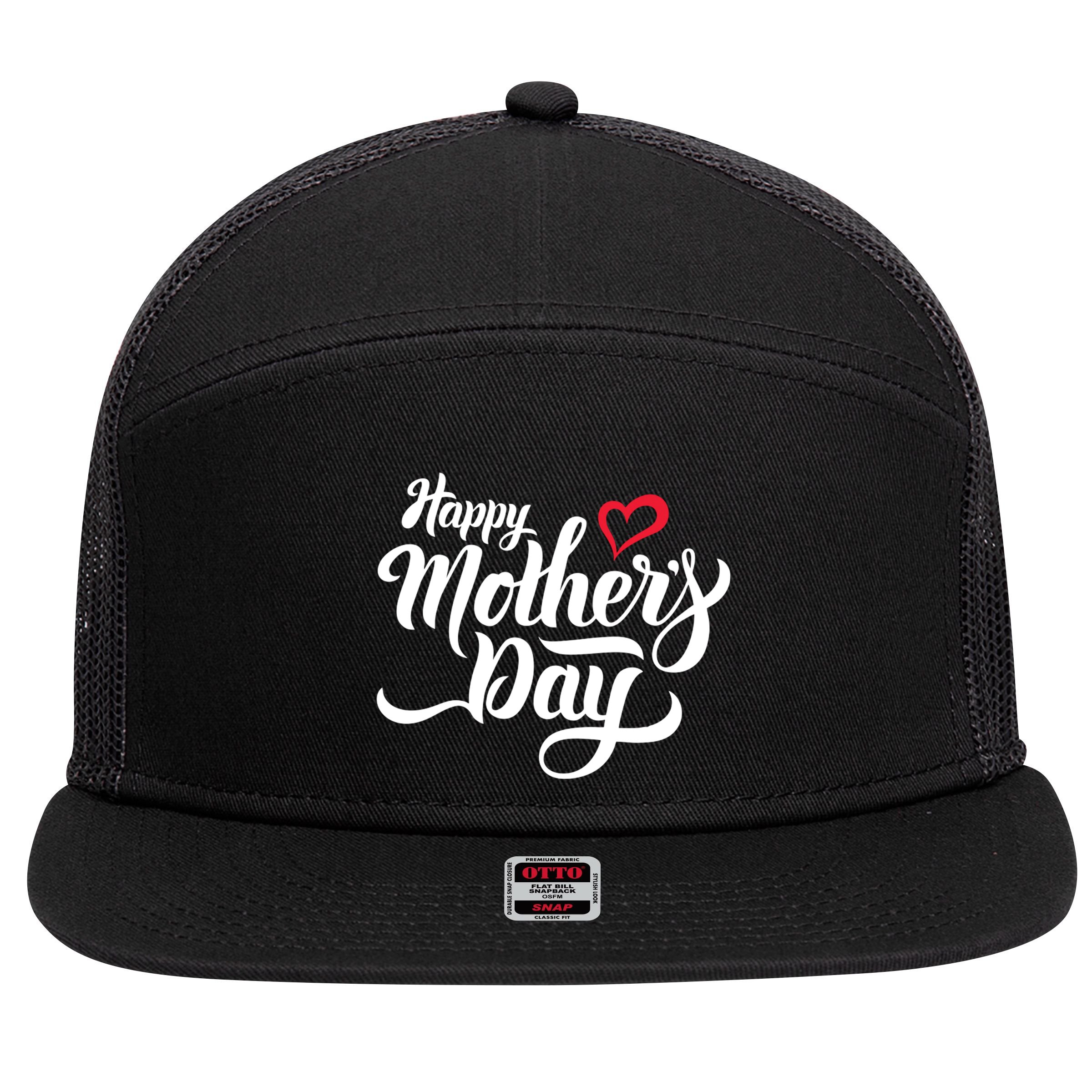 Happy Mother's Day Heart Gift 7 Panel Mesh Trucker Snapback Hat