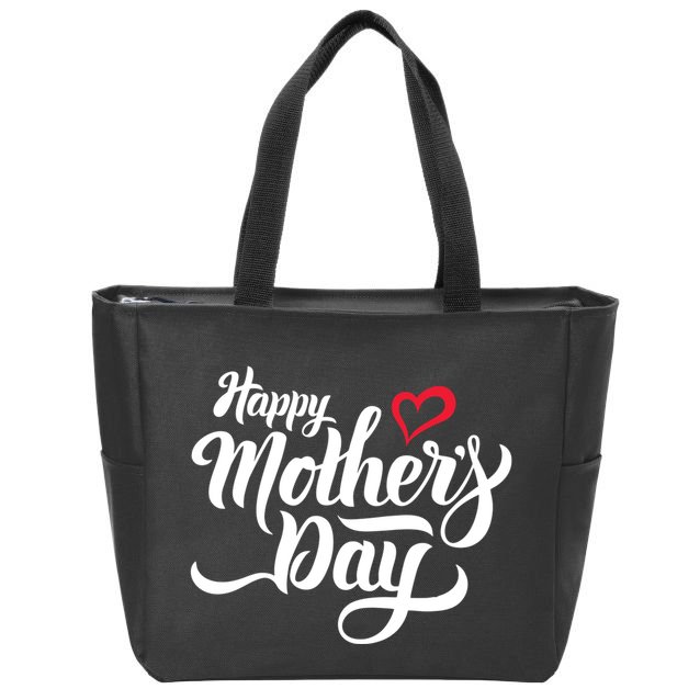 Happy Mother's Day Heart Gift Zip Tote Bag