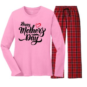 Happy Mother's Day Heart Gift Women's Long Sleeve Flannel Pajama Set 