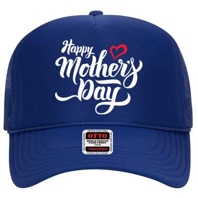 Happy Mother's Day Heart Gift High Crown Mesh Back Trucker Hat