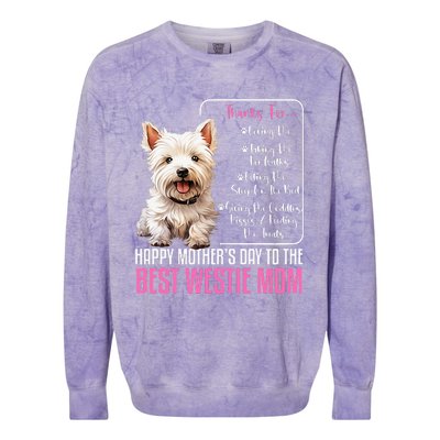 Happy MotherS Day To The Best Westie Mom White Terrier Dog Colorblast Crewneck Sweatshirt