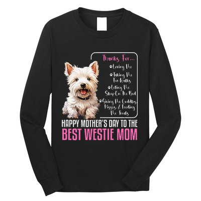 Happy MotherS Day To The Best Westie Mom White Terrier Dog Long Sleeve Shirt